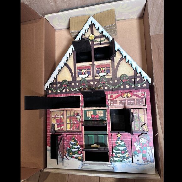 Wooden Christmas House Advent Calendar Reusable Holiday Decor from Byers Choice - Picture 5 of 15